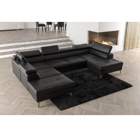 NAROŻNIK ROZKŁADANY TOSCANIA MAX II 170x350x220 - lewa , Czarna eko skóra