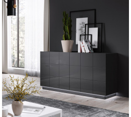 TV komód REJA KOM2D, grafit fényes/grafit fényes