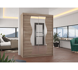RENZO 150 tolóajtós szekrény tükörrel Truffle+Truffle