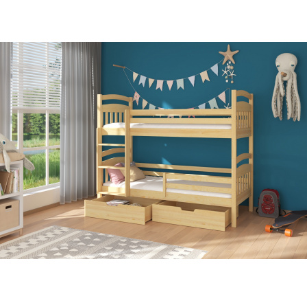Kétszemélyes emeletes ágy matracokkal ADA 200x90 Pine