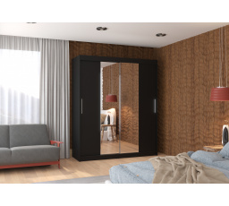 Tolóajtós szekrény tükörrel DALLAS 180 Fekete+Fekete