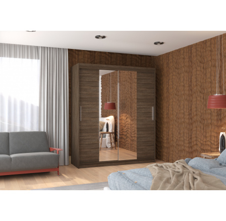 Tolóajtós szekrény tükörrel DALLAS 180 Choco+Choco