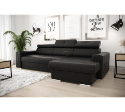 NAROŻNIK MARGO 160x250 SKÓRA NATURALNA - prawa , Skóra czarna - K-70