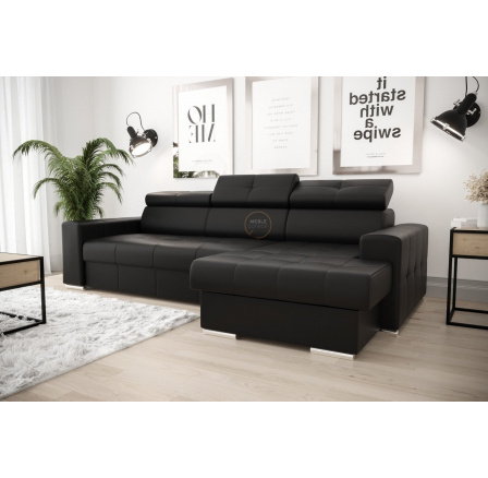 NAROŻNIK MARGO 160x250 SKÓRA NATURALNA - prawa , Skóra czarna - K-70