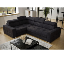 NAROŻNIK Z FUNKCJĄ SPANIA MARGO II 270X197 - lewa , Odcienie czarnego/granatu