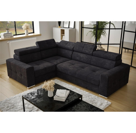 NAROŻNIK Z FUNKCJĄ SPANIA MARGO II 270X197 - lewa , Odcienie czarnego/granatu