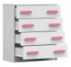 Komód 4S SMYK I - 02, Fehér Matt/Rózsaszín