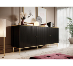 GLAMOUR 180 komód, matt fekete/arany