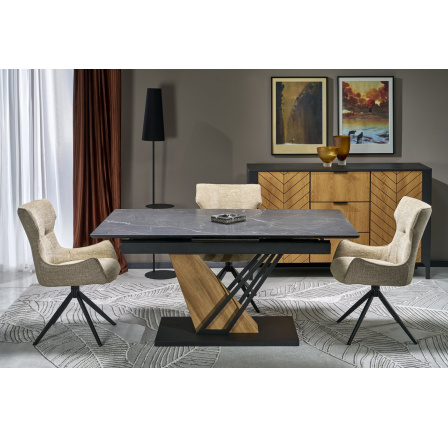 VOLANT étkezőasztal 160, fekete márvány hatás/arany tölgy/fekete