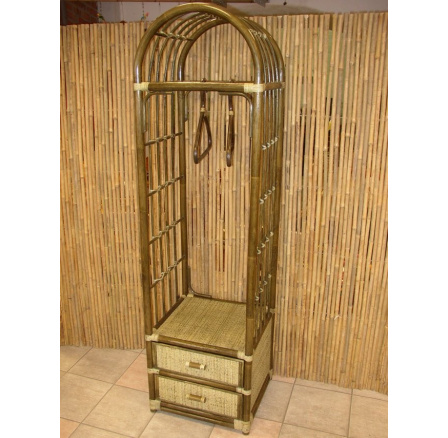 Ratanová police s věšákem hnědá 6847