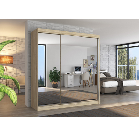 Tolóajtós szekrény tükörrel AUSTIN 200 Sonoma+Sonoma