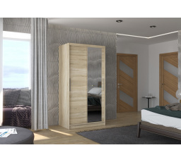 Tolóajtós szekrény tükörrel BAROS 100 Sonoma+Sonoma