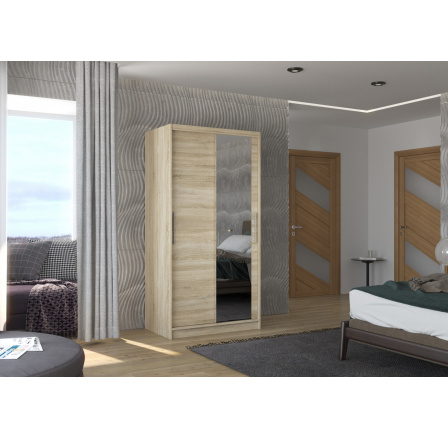 Tolóajtós szekrény tükörrel BAROS 100 Sonoma+Sonoma