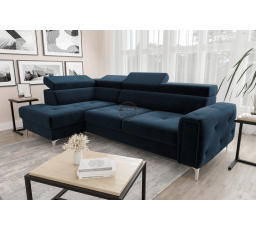 NAROŻNIK Z FUNKCJĄ SPANIA ORION 165X255 - Odcienie granatu , lewa