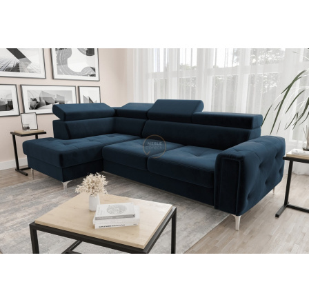 NAROŻNIK Z FUNKCJĄ SPANIA ORION 165X255 - Odcienie granatu , lewa