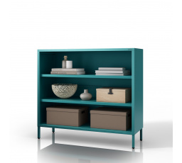 Alacsony fém polc tengeri / türkiz Modern LUCA, 1000 x 900 x 350 mm