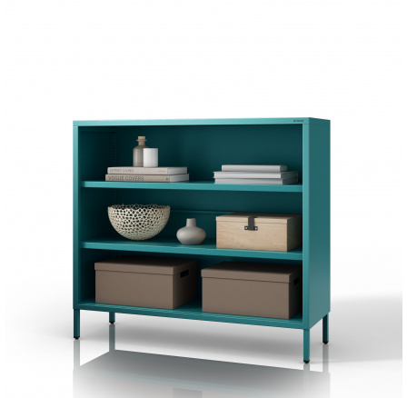 Alacsony fém polc tengeri / türkiz Modern LUCA, 1000 x 900 x 350 mm