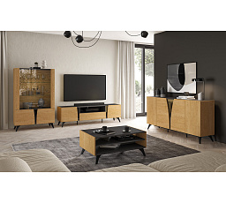 TOSCANIA nappali bútorösszeállítás, Baltic Dune tölgy / fekete Portland kőris