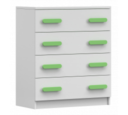 Komód 4S SMYK I - 02, Fehér Matt/Zöld