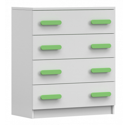 Komód 4S SMYK I - 02, Fehér Matt/Zöld