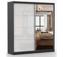 MULTI 35 Gardróbszekrény - 233 cm, Fekete/Fehér Fényes