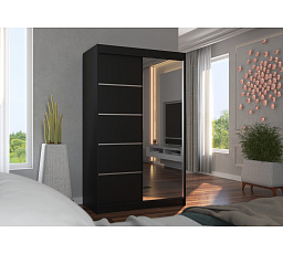 Tolóajtós szekrény tükörrel NICEA 120 Fekete+Fekete