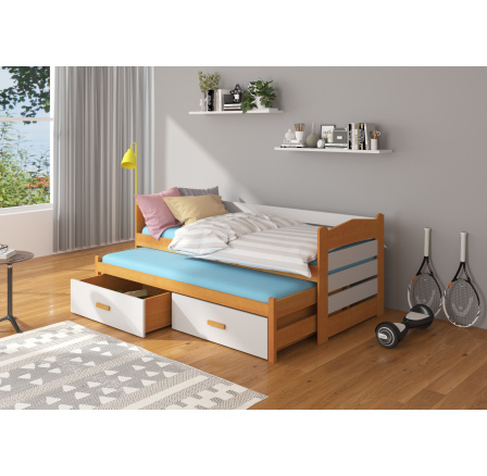 TIARRO kétszemélyes ágy matracokkal 180x80 Alder+Szürke