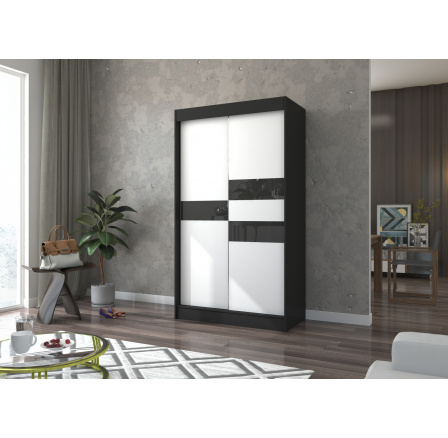 Tolóajtós szekrény lacobellel BATIA 120 Fekete+Fehér