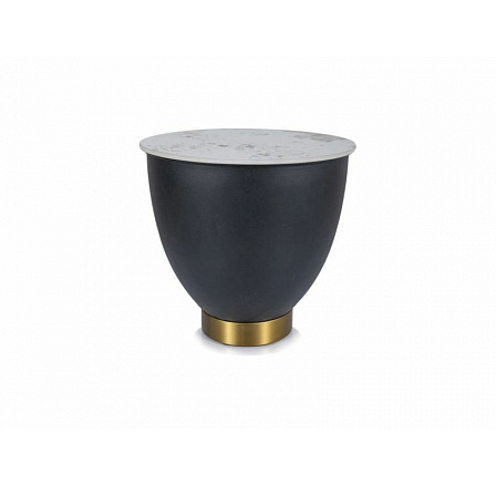 CYPRUS B konferencia asztal, Fehér márvány hatás/Fekete matt/Arany