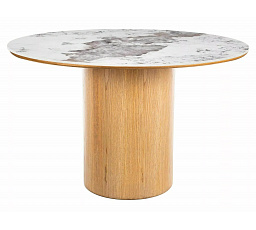 RONDO Ceramic étkezőasztal 120 cm, Pandoro Fehér Fény / Tölgy