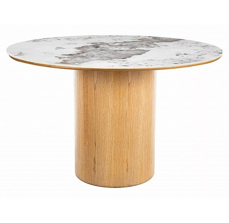 RONDO Ceramic étkezőasztal 120 cm, Pandoro Fehér Fény / Tölgy