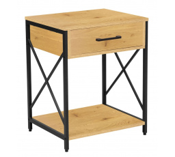 Éjjeliszekrény természetes tölgy/fekete keret SN7-FX