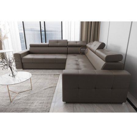 NAROŻNIK MARGO MAX 270×270 SKÓRA NATURALNA - Strona prawa , Skóra brązowa