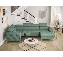 NAROŻNIK ORION MAX III RELAX Z FUNKCJĄ SPANIA 165x320x190 CM - Odcienie zieleni morskiej , lewa