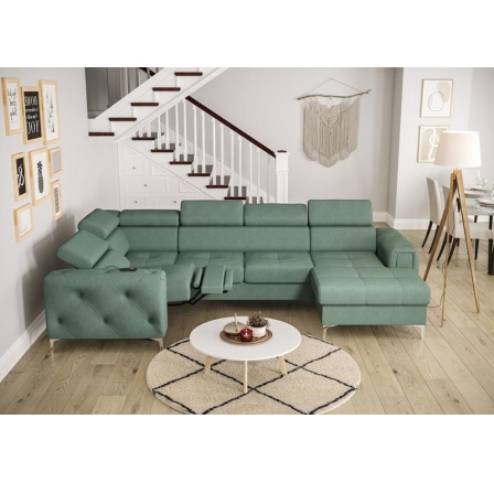 NAROŻNIK ORION MAX III RELAX Z FUNKCJĄ SPANIA 165x320x190 CM - Odcienie zieleni morskiej , lewa
