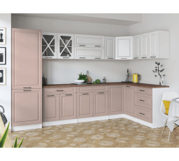 Rohová kuchyňská linka Simea bílá/růžová MAT
