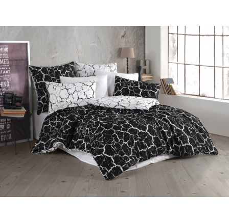 Povlečení bavlna 140x200, 70x90cm Misty black nitěný knoflík