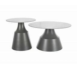 ITAKA dohányzóasztal szett, Fehér fényes/Szürke matt