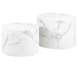 2 darabos Dice kerek fehér márvány asztal szett