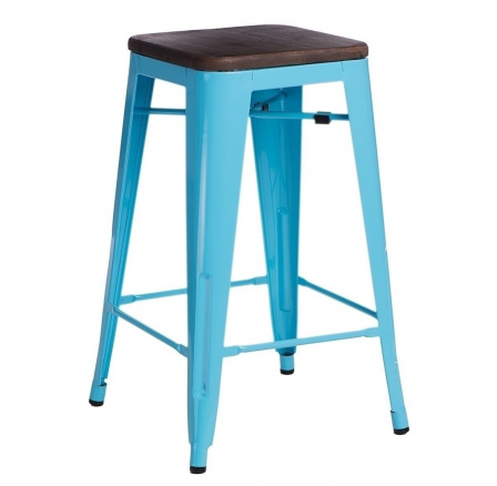 Paris Wood bárszék 75 cm kék fenyő dió