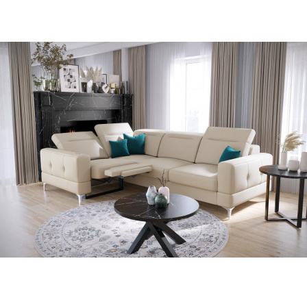 NAROŻNIK MALIBU RELAX SKÓRA NATURALNA 185x250 CM - lewa , Skóra ecru