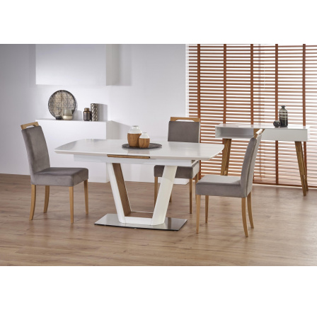 Étkezőasztal VALETTI, fehér/arany tölgy