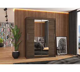 Tolóajtós és tükrös ruhásszekrény INESS 150 Choco+Choco