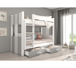 Kétszemélyes emeletes ágy ARTA 200x90 Fehér+Szürke