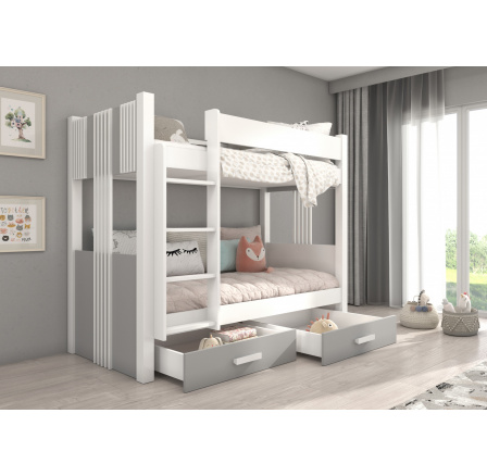Kétszemélyes emeletes ágy ARTA 200x90 Fehér+Szürke