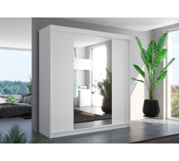Tolóajtós és tükörrel ellátott ruhásszekrény PERQS 200 Fehér+Fehér