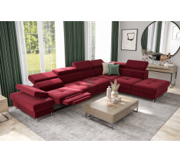 NAROŻNIK GALAXY RELAX Z FUNKCJĄ SPANIA 225X350 CM - Odcienie czerwieni , prawa