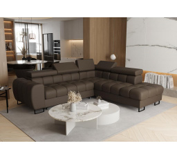 NAROŻNIK ASPEN 260x225 CM SKÓRA NATURALNA - prawa , Skóra brązowa