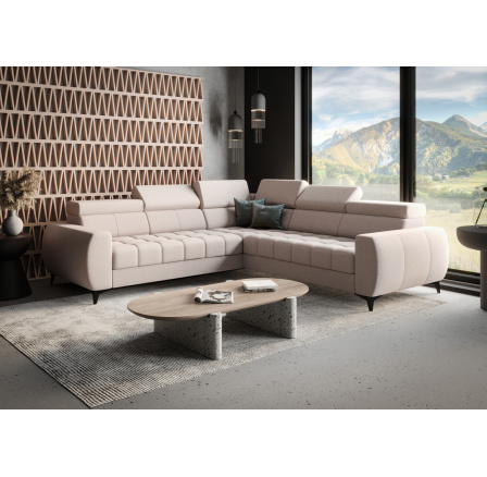 NAROŻNIK ROZKŁADANY PORTO MAX 255X255 CM - prawa , Odcienie beżu