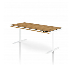 Elektromos magasságállítású sit-stand íróasztal fiókkal és Qi vezeték nélküli töltővel, fehér/arany tölgy, 1600 mm: ELLIS